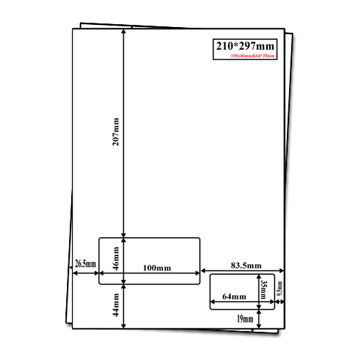Integrated label  100x46+65x35mm
